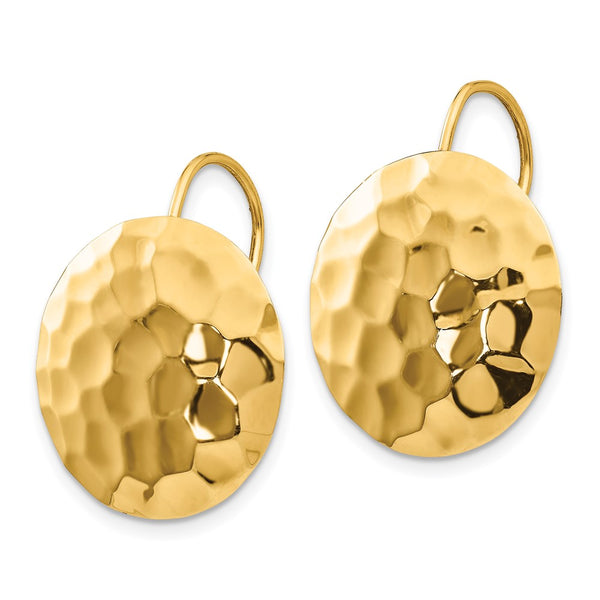 14K Gold Hammered Hoop Earrings - Style GR1-1011940