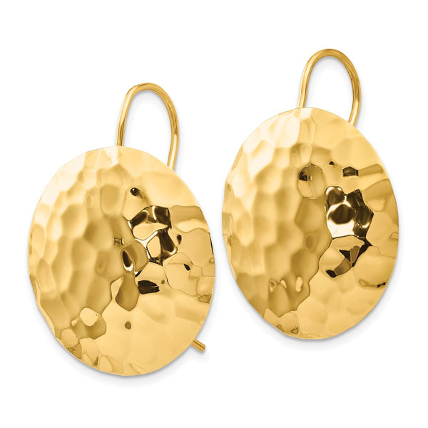 14K Gold Hammered Hoop Earrings - Style GR1-1020164