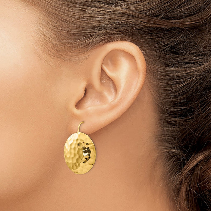 High-Quality 14K Gold Hammered Hoop Earrings - Stylish & Affordable Elegance-3