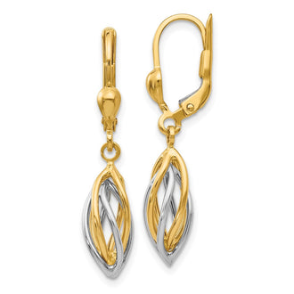 Shop Stylish 14K Two-Tone Polished Drop Leverback Earrings | Luxury Design