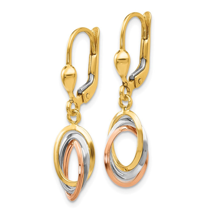 Shop Exclusive 14K Tri-Color Polished Drop Leverback Earrings - Stylish & Affordable!-2
