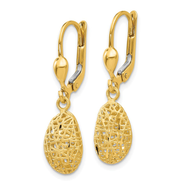 14K Gold Puff Dangle Earrings - .85mm