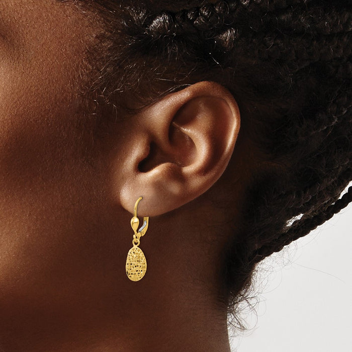 Shop Stylish 14K Gold Puff Dangle Earrings - .85mm, Discounted Luxury Jewelry-3