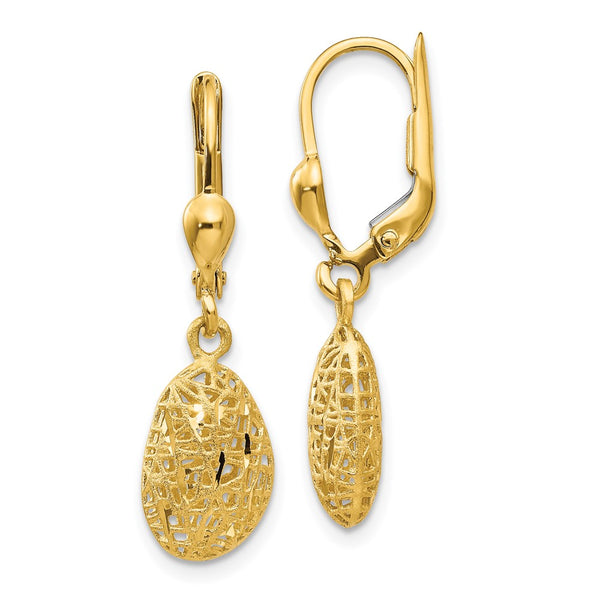 14K Gold Puff Dangle Earrings - .85mm