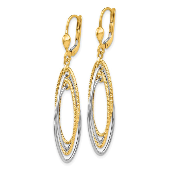 14K Two-Tone Textured Dangle Earrings - Style GR1-1011969