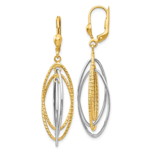 Buy Stylish 14K Two-Tone Textured Dangle Earrings - Affordable Luxury!