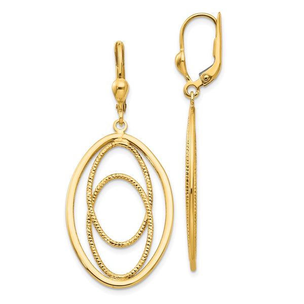 14K Gold Textured Dangle Earrings