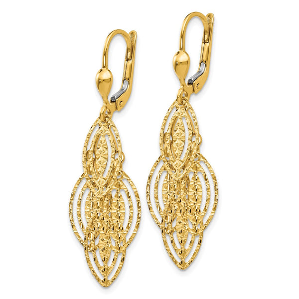 14K Gold Textured & Polished Dangle Earrings