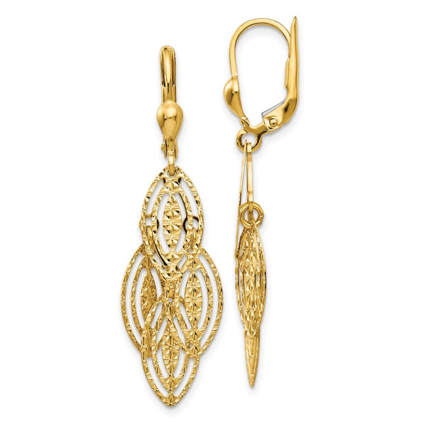 14K Gold Textured & Polished Dangle Earrings