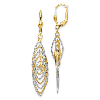 Shop Stylish 14K Two-Tone Polished Diamond-Cut Dangle Leverback Earrings