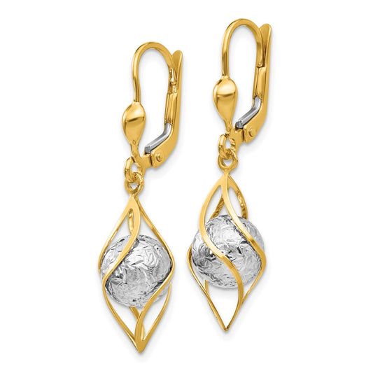 Exclusive 14K Two-Tone Polished Diamond-Cut Dangle Earrings - Stylish Value!