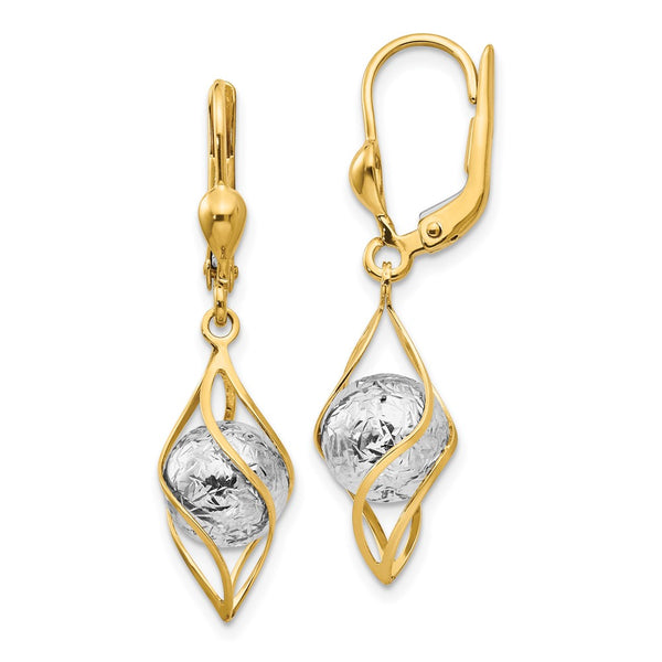 14K Two-Tone Polished Diamond-Cut Dangle Earrings - Style GR1-1020178