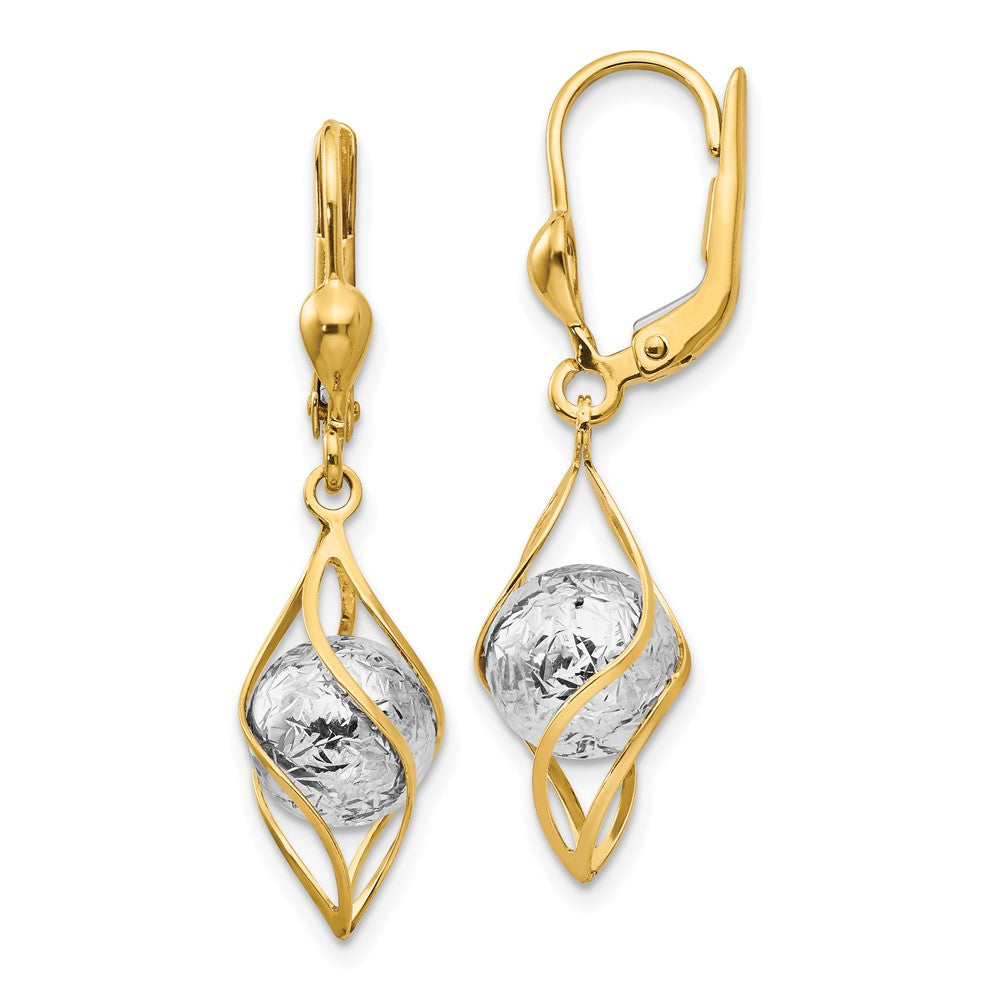 Exclusive 14K Two-Tone Polished Diamond-Cut Dangle Earrings - Stylish Value!
