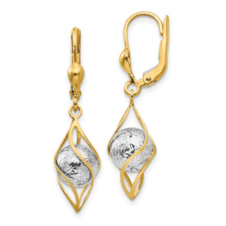 Exclusive 14K Two-Tone Polished Diamond-Cut Dangle Earrings - Stylish Value!