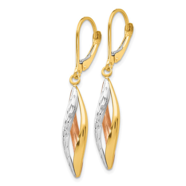 14K Two-Tone Diamond-Cut Leverback Earrings - Style GR1-1011996