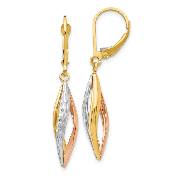 14K Two-Tone Diamond-Cut Leverback Earrings - Style GR1-1011996