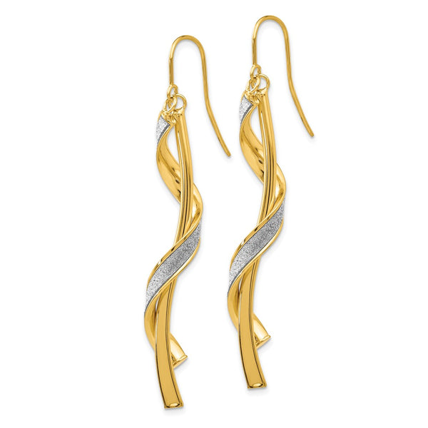 14K Gold Spiral Dangle Earrings - .85mm, Glitter-Infused
