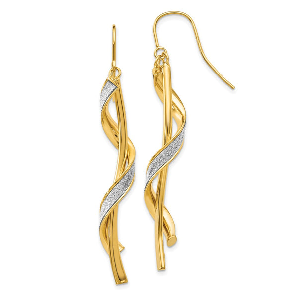 14K Gold Spiral Dangle Earrings - .85mm, Glitter-Infused