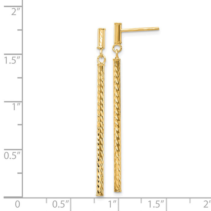 Shop Stylish 14K Gold Polished Diamond-Cut Bar Dangle Earrings - Value Design-4