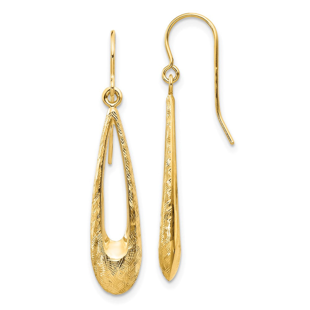 Shop Stylish 14K Gold Teardrop Dangle Earrings - Polished & Textured Design