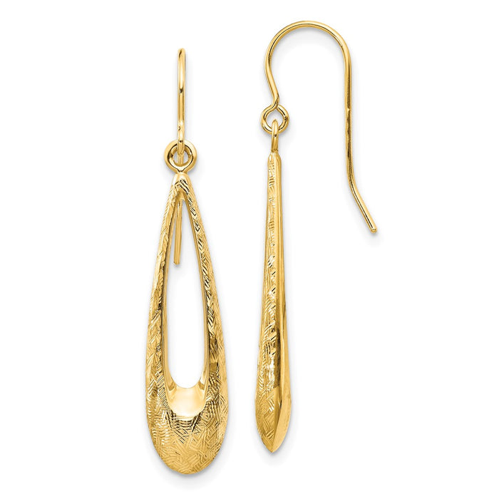 Shop Stylish 14K Gold Teardrop Dangle Earrings - Polished & Textured Design-1