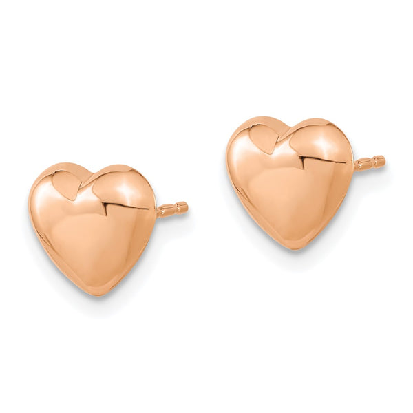 Polished Heart Post Earrings in 14K Rose Gold