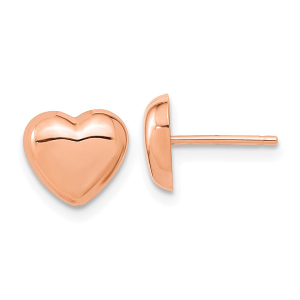 Polished Heart Post Earrings in 14K Rose Gold