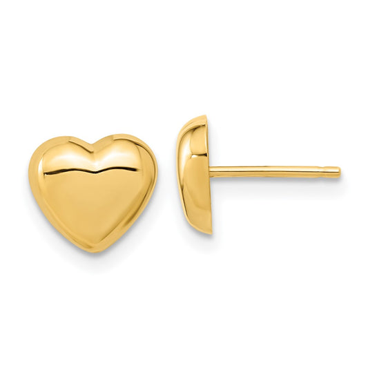 Designer 14K Gold Polished Heart Stud Earrings - Stylish & Affordable Elegance