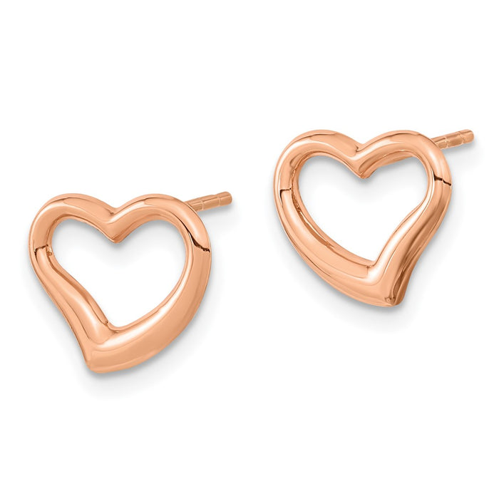 Exclusive 14K Rose Gold Polished Heart Post Earrings - Stylish Value!-2