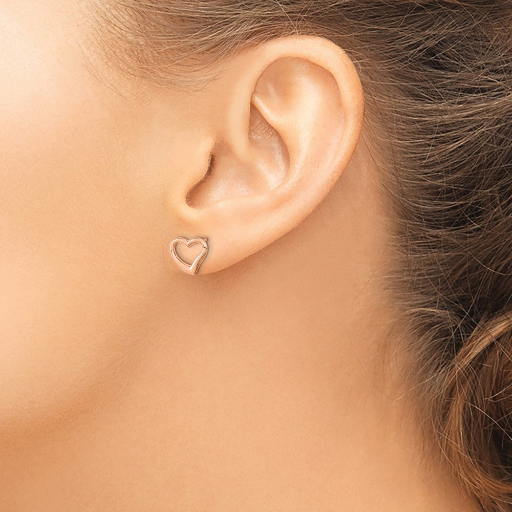 Exclusive 14K Rose Gold Polished Heart Post Earrings - Stylish Value!