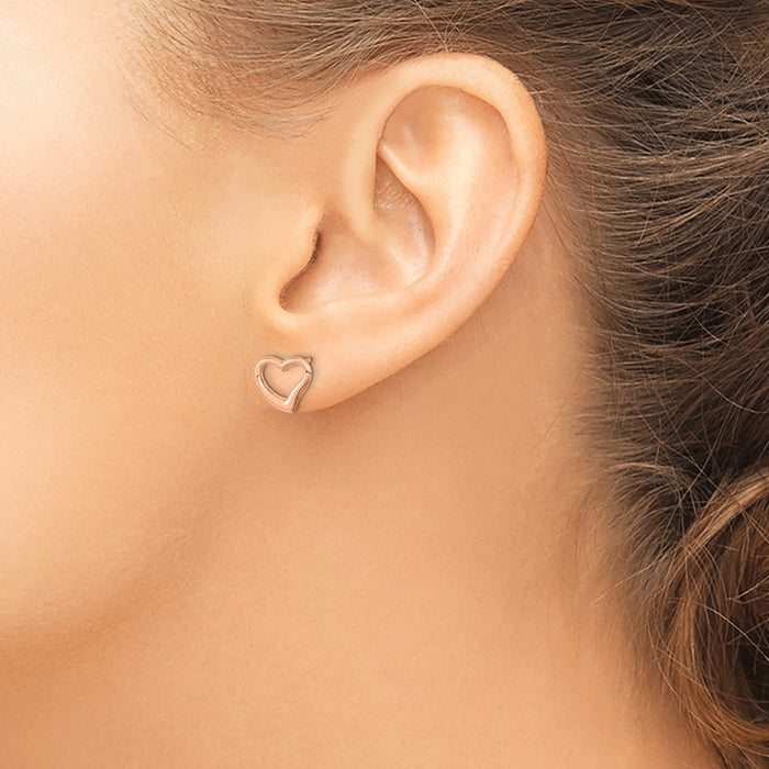 Exclusive 14K Rose Gold Polished Heart Post Earrings - Stylish Value!-3