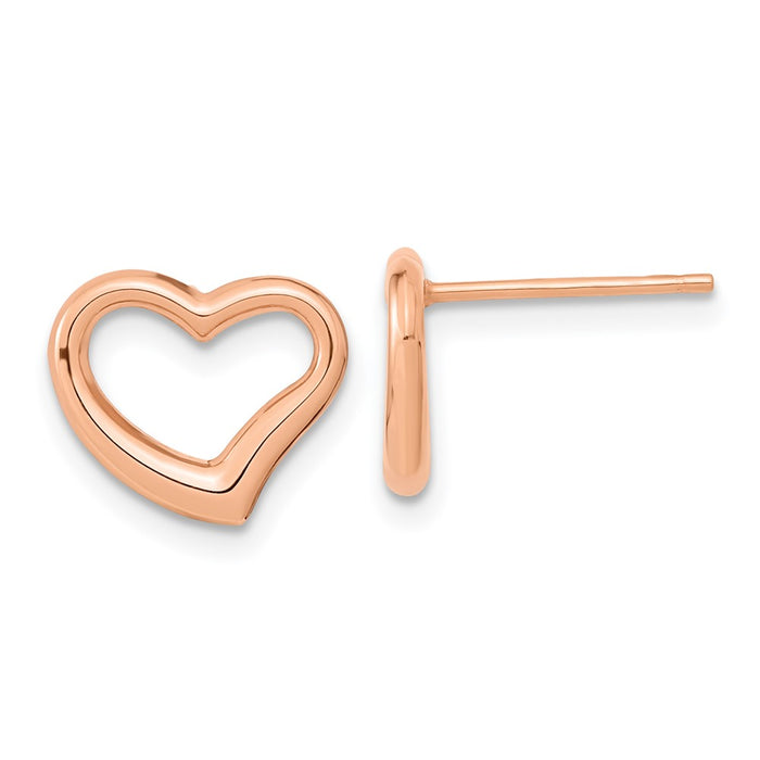 Exclusive 14K Rose Gold Polished Heart Post Earrings - Stylish Value!-1