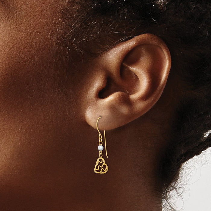 High-Quality 14K Two-Tone Heart Dangle Earrings | Stylish & Affordable Design-3