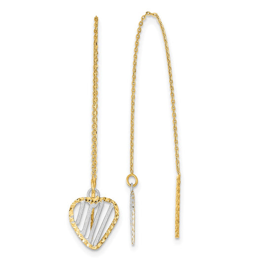 Shop Stylish 14K Gold & Rhodium Double Heart Threader Earrings, 2.5" Long