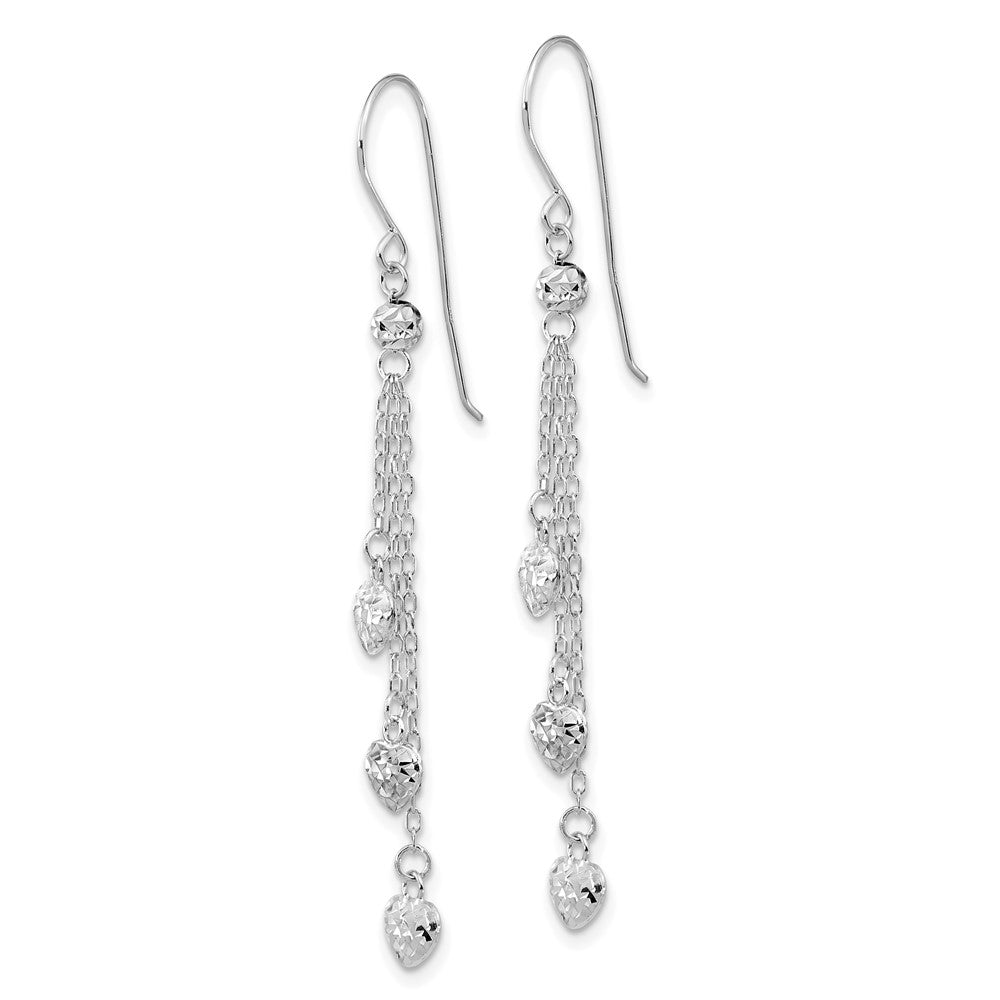 Buy Stylish 14K White Gold Triple Heart Dangle Earrings - Exclusive Design!