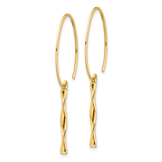 High-quality 14K Gold Twisted Bar Drop Earrings - Stylish & Affordable Luxury