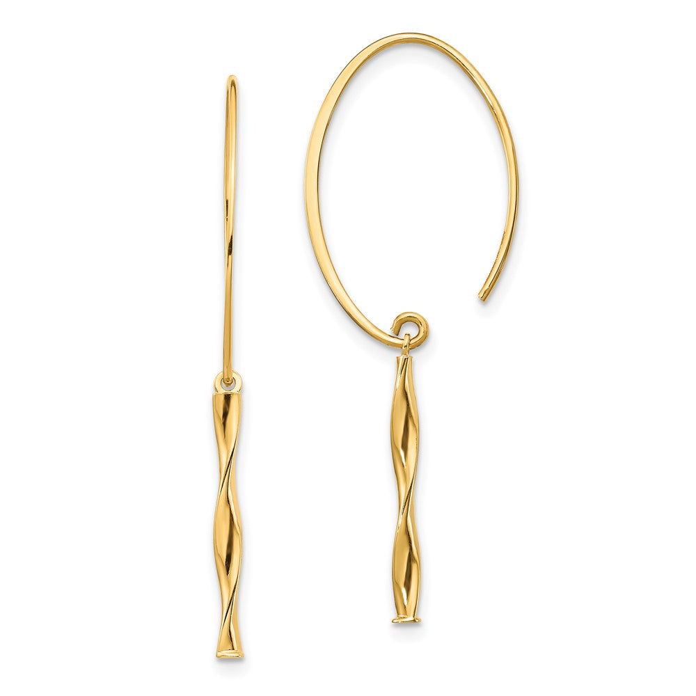 High-quality 14K Gold Twisted Bar Drop Earrings - Stylish & Affordable Luxury