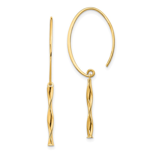 High-quality 14K Gold Twisted Bar Drop Earrings - Stylish & Affordable Luxury