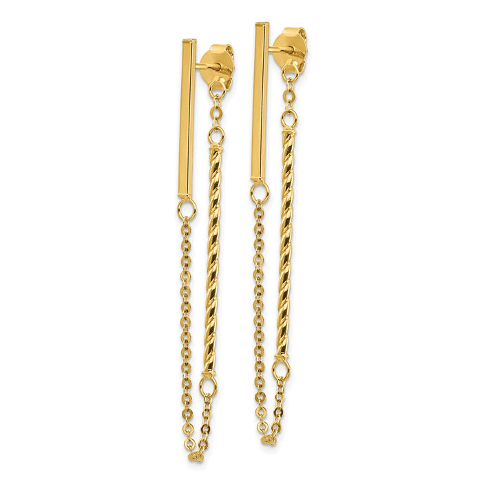 Buy Designer 14K Gold Polished Twisted Bar Chain Post Earrings - Stylish Value!-2