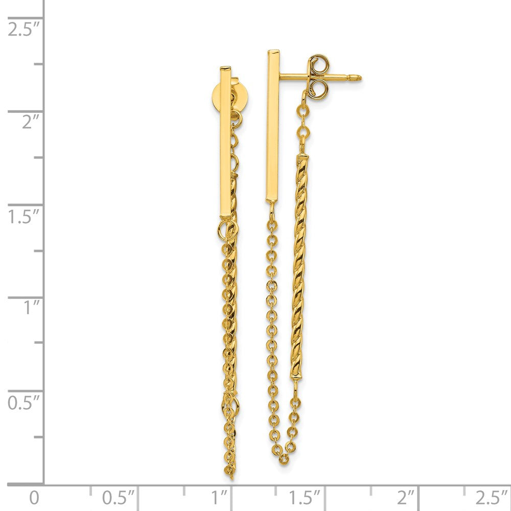 Buy Designer 14K Gold Polished Twisted Bar Chain Post Earrings - Stylish Value!