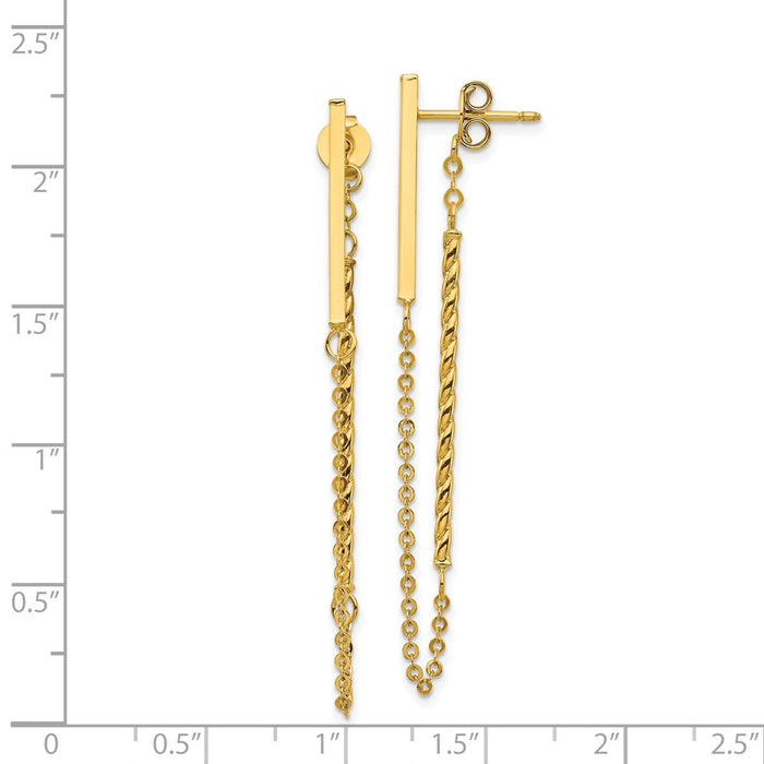 Buy Designer 14K Gold Polished Twisted Bar Chain Post Earrings - Stylish Value!-4