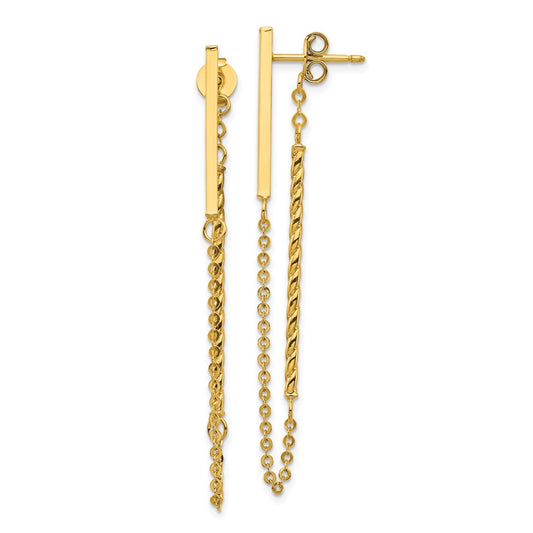 Buy Designer 14K Gold Polished Twisted Bar Chain Post Earrings - Stylish Value!