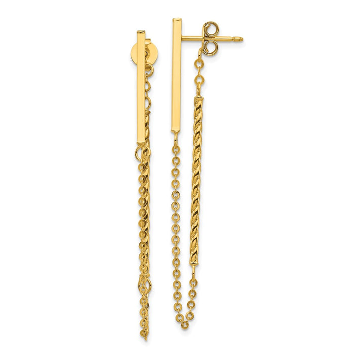 Buy Designer 14K Gold Polished Twisted Bar Chain Post Earrings - Stylish Value!-1