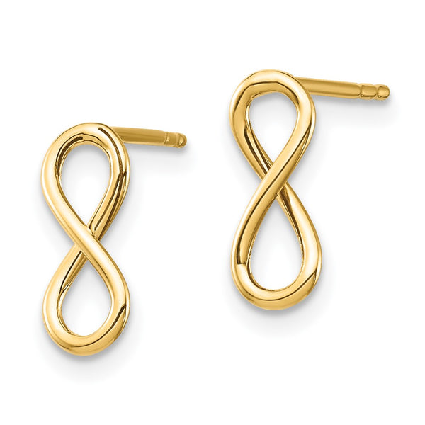 14K Gold Polished Infinity Stud Earrings