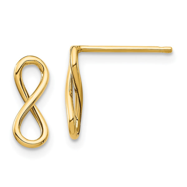 14K Gold Polished Infinity Stud Earrings