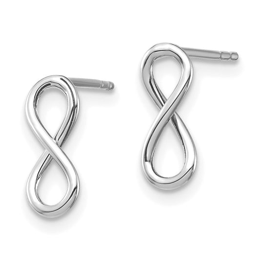 Exclusive 14K White Gold Polished Infinity Post Earrings - Stylish Value
