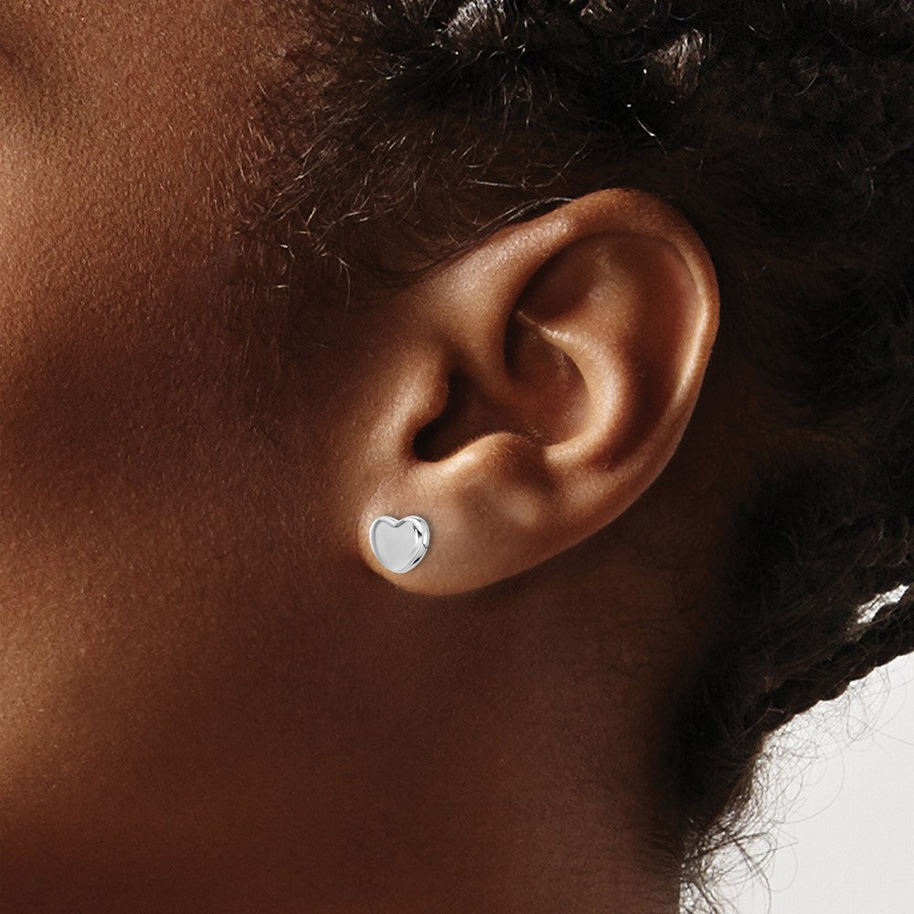 Buy Stylish 14K White Gold Polished Heart Post Earrings - Affordable Luxury!