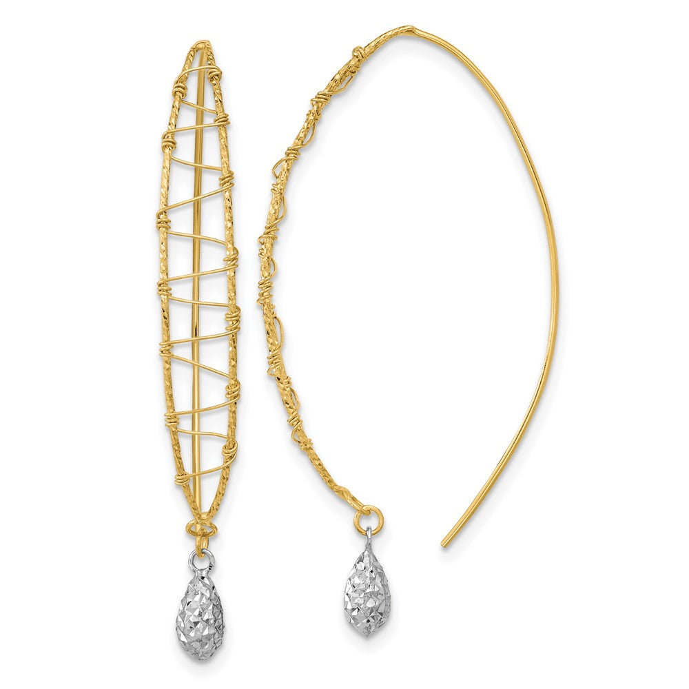Buy Exclusive 14K Two-Tone Polished Wire-Wrapped Dangle Earrings - Stylish Design