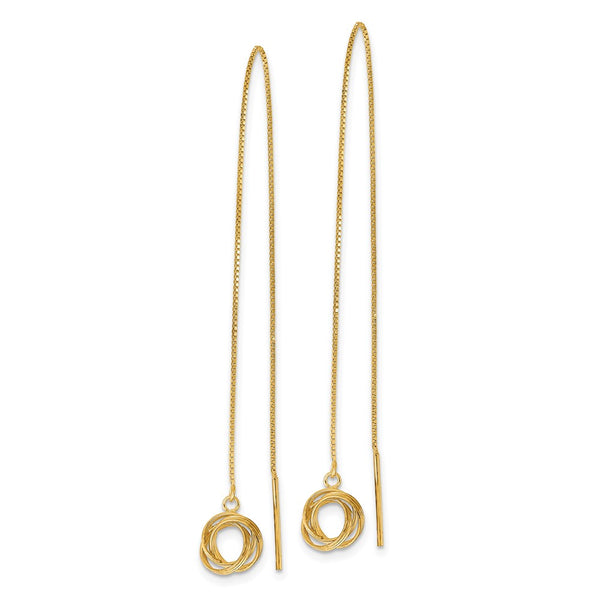 14K Gold Polished Diamond-Cut Box Chain Love Knot Earrings
