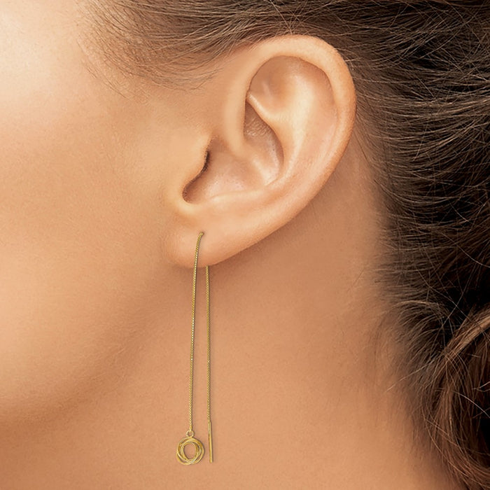 Exclusive 14K Gold Polished Diamond-Cut Box Chain Love Knot Earrings - Stylish Value-3
